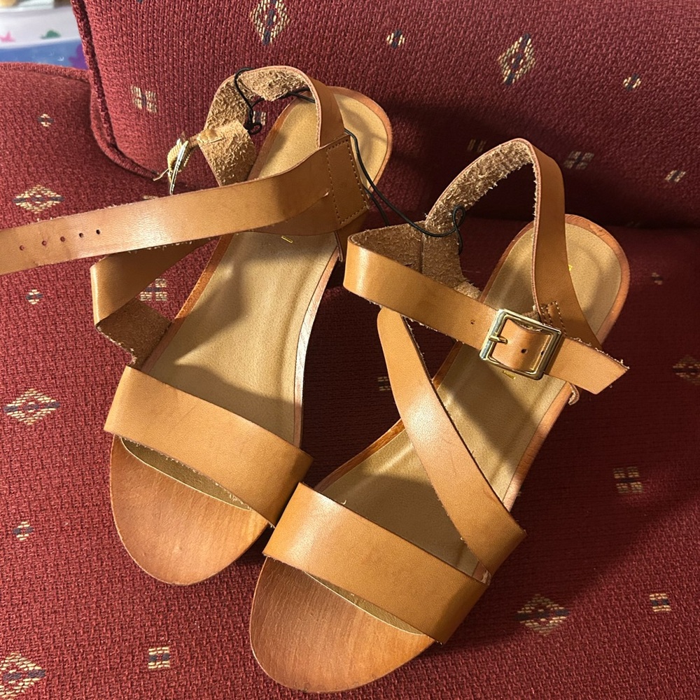 Women's block heel Tan Sandals